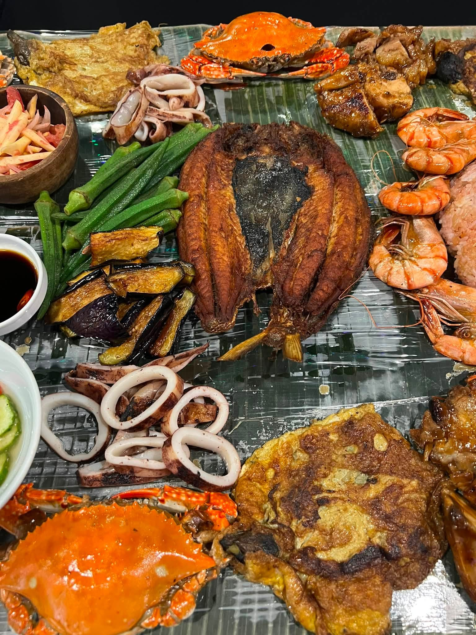 Boodle fight feast at Isla Pamilya